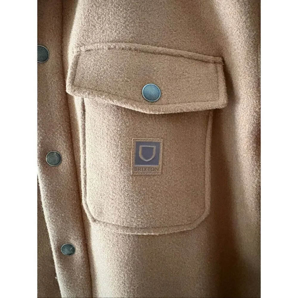 Brixton Durham Felt Stretch Shacket In Bison Brown  Size Medium Men’s